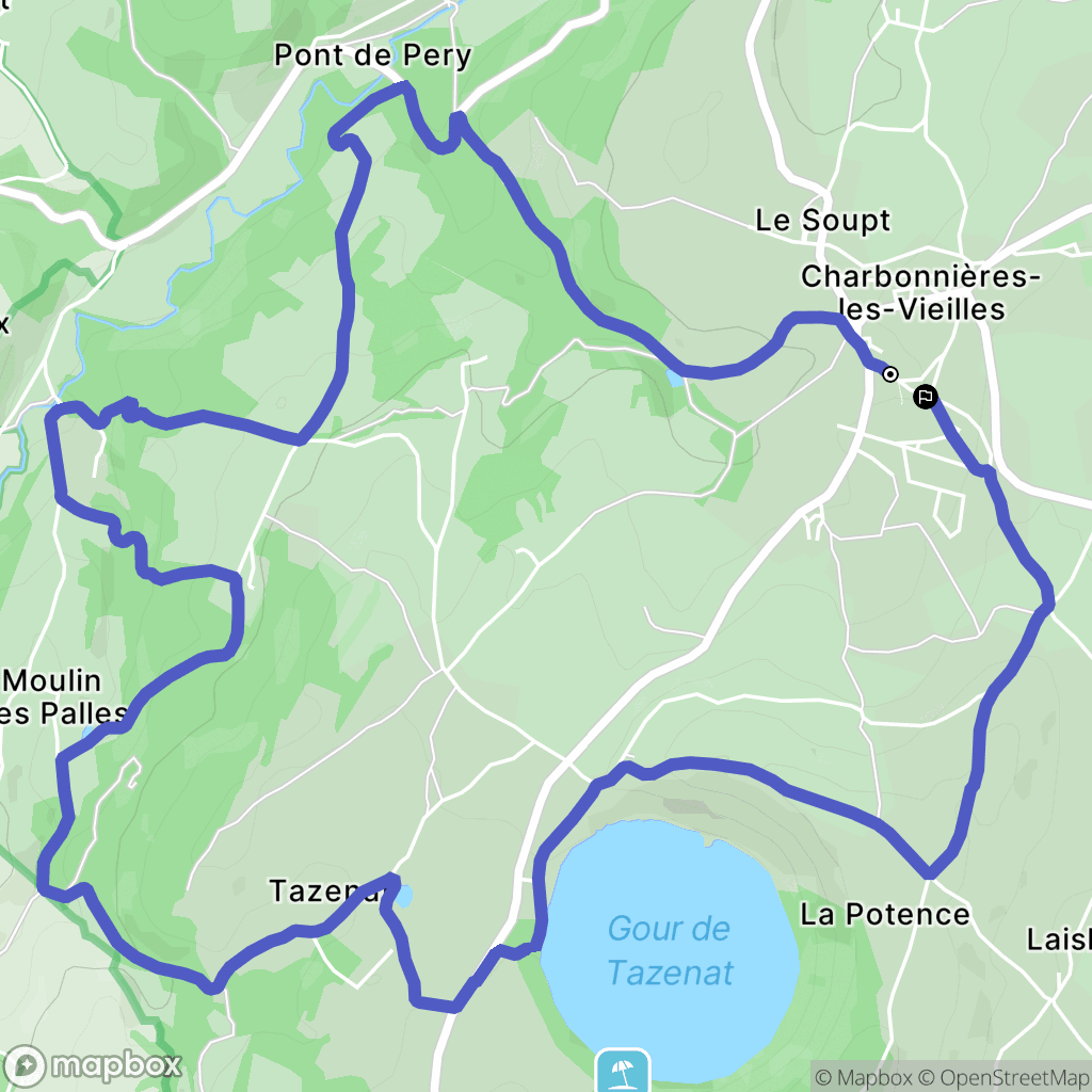 Charbonnières-les-Vieilles : carte du parcours de randonnée - France