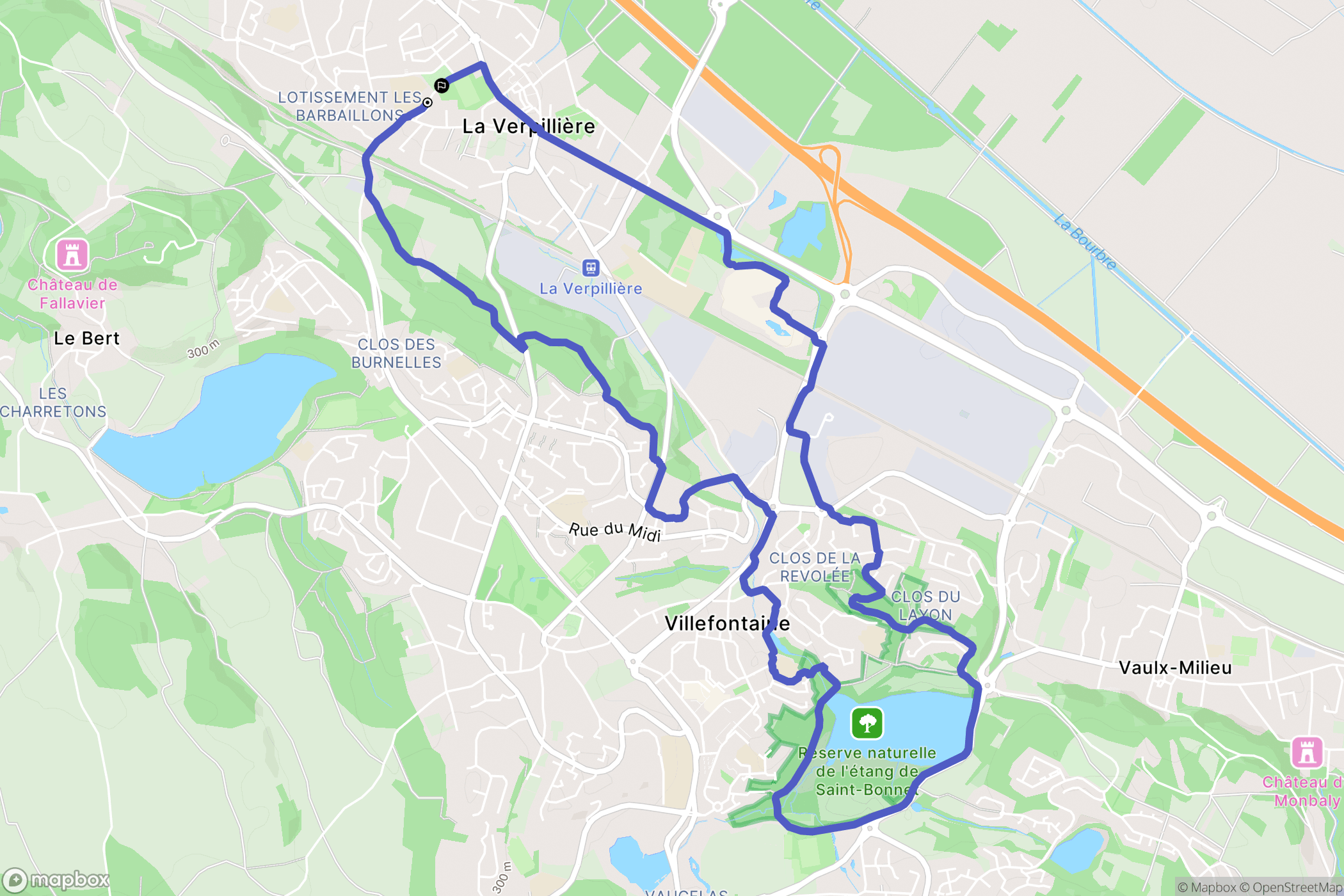 La Verpillière : carte du parcours de randonnée - France
