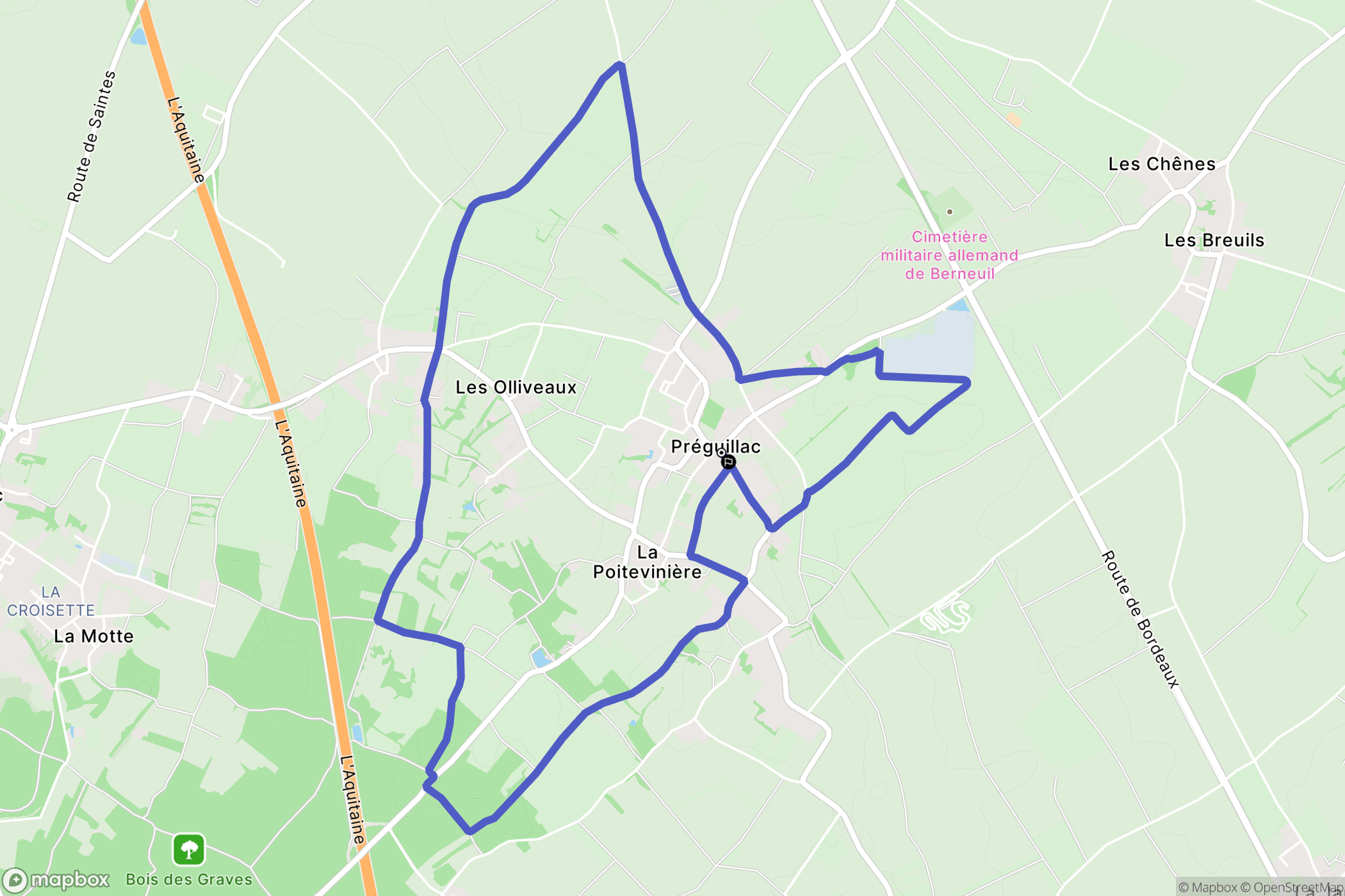 Préguillac : carte du parcours de randonnée - France