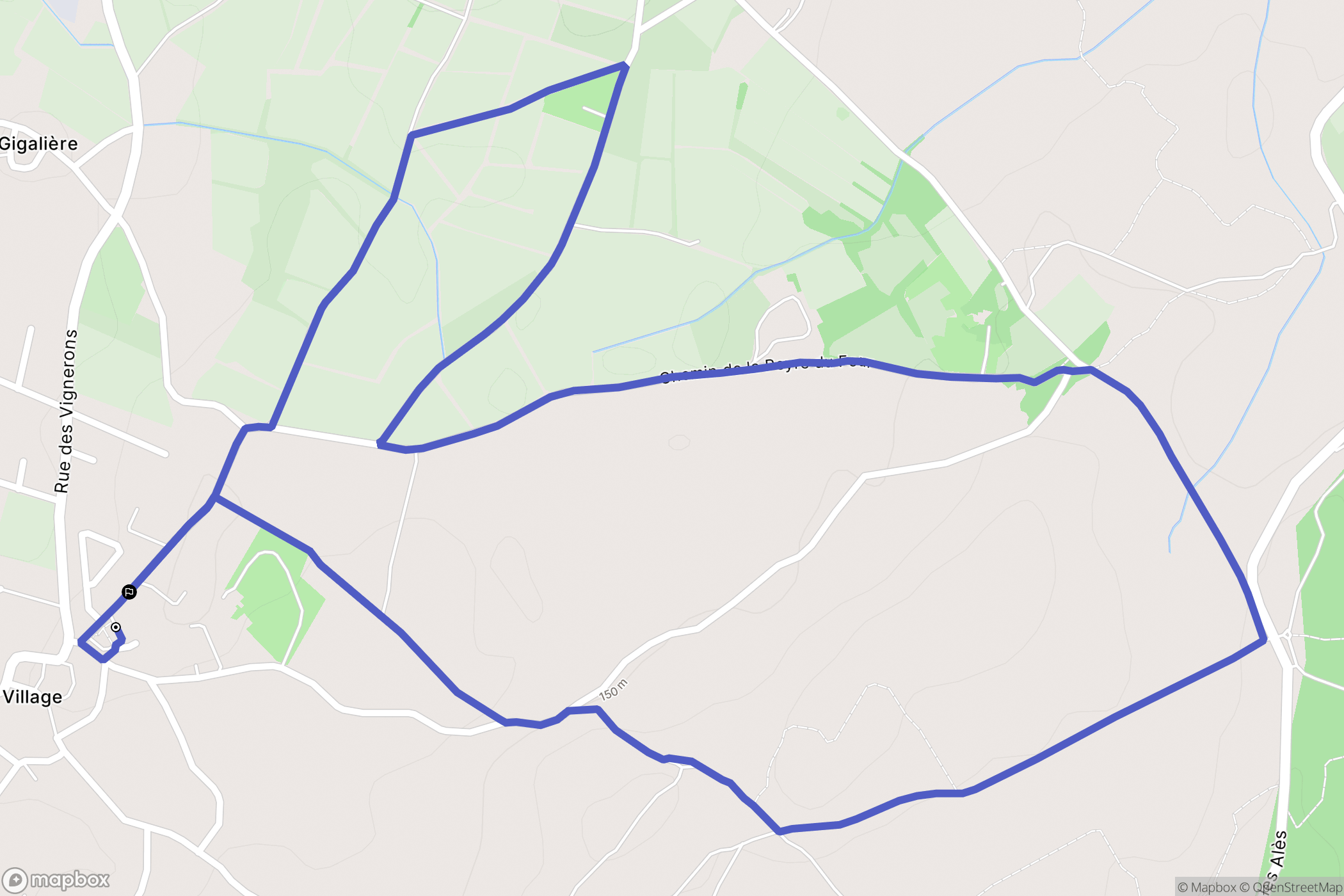 Saint-Hilaire-de-Brethmas : carte du parcours de randonnée - France