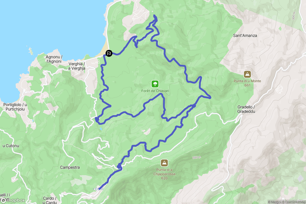 Pietrosella : carte du parcours de randonnée - France