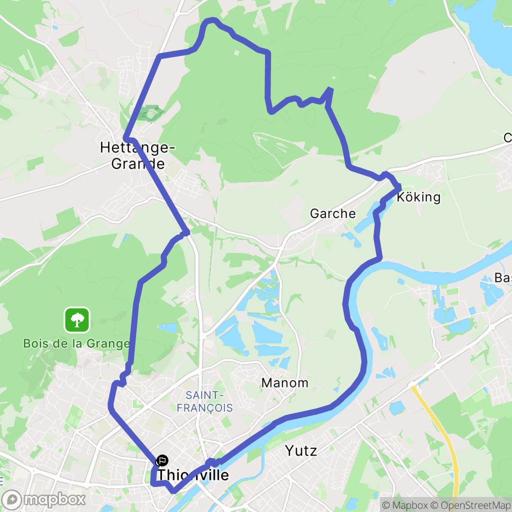 Thionville : carte du parcours de randonnée - France