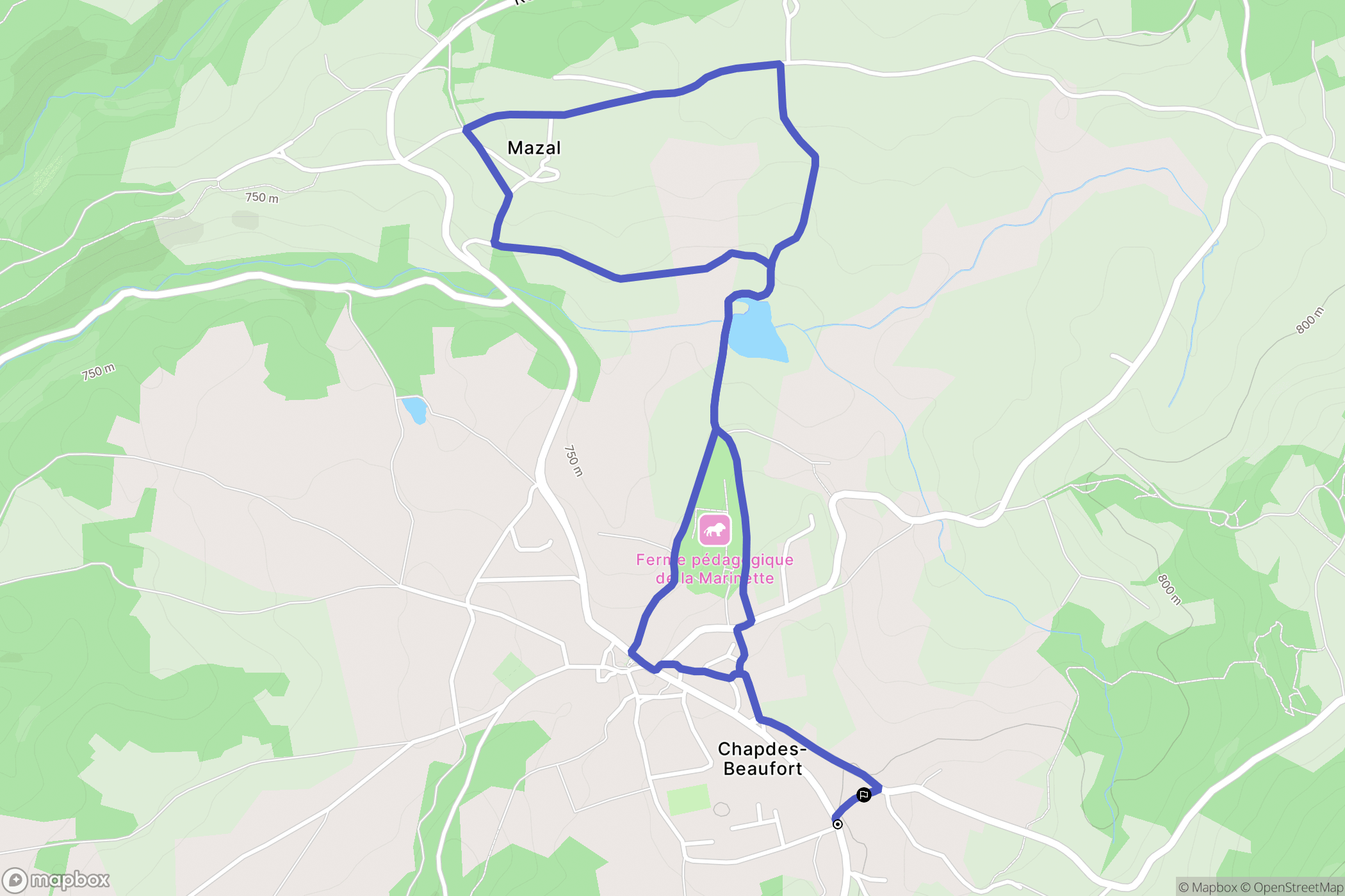 Chapdes-Beaufort : carte du parcours de randonnée - France