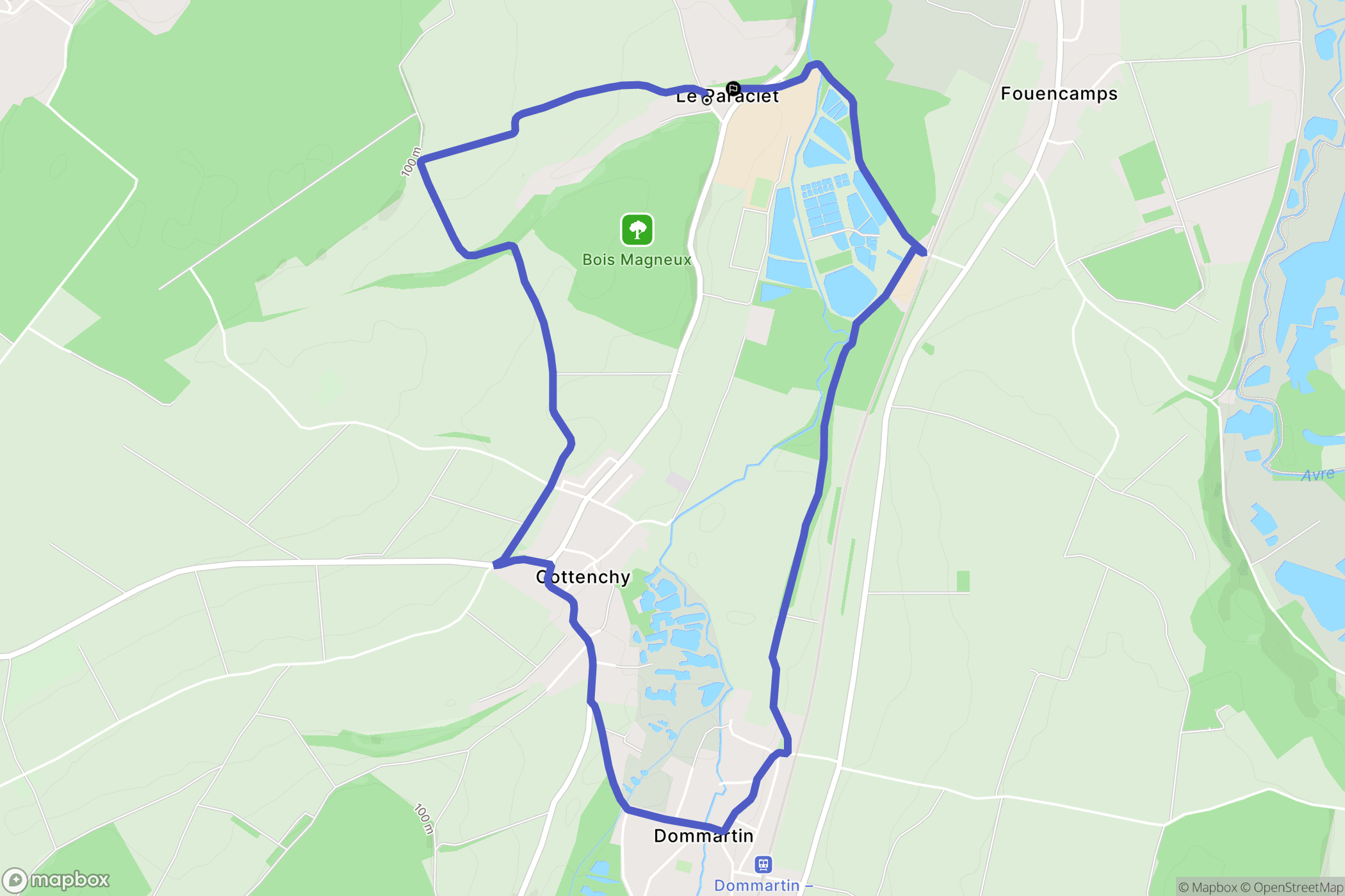 Boves : carte du parcours de randonnée - France