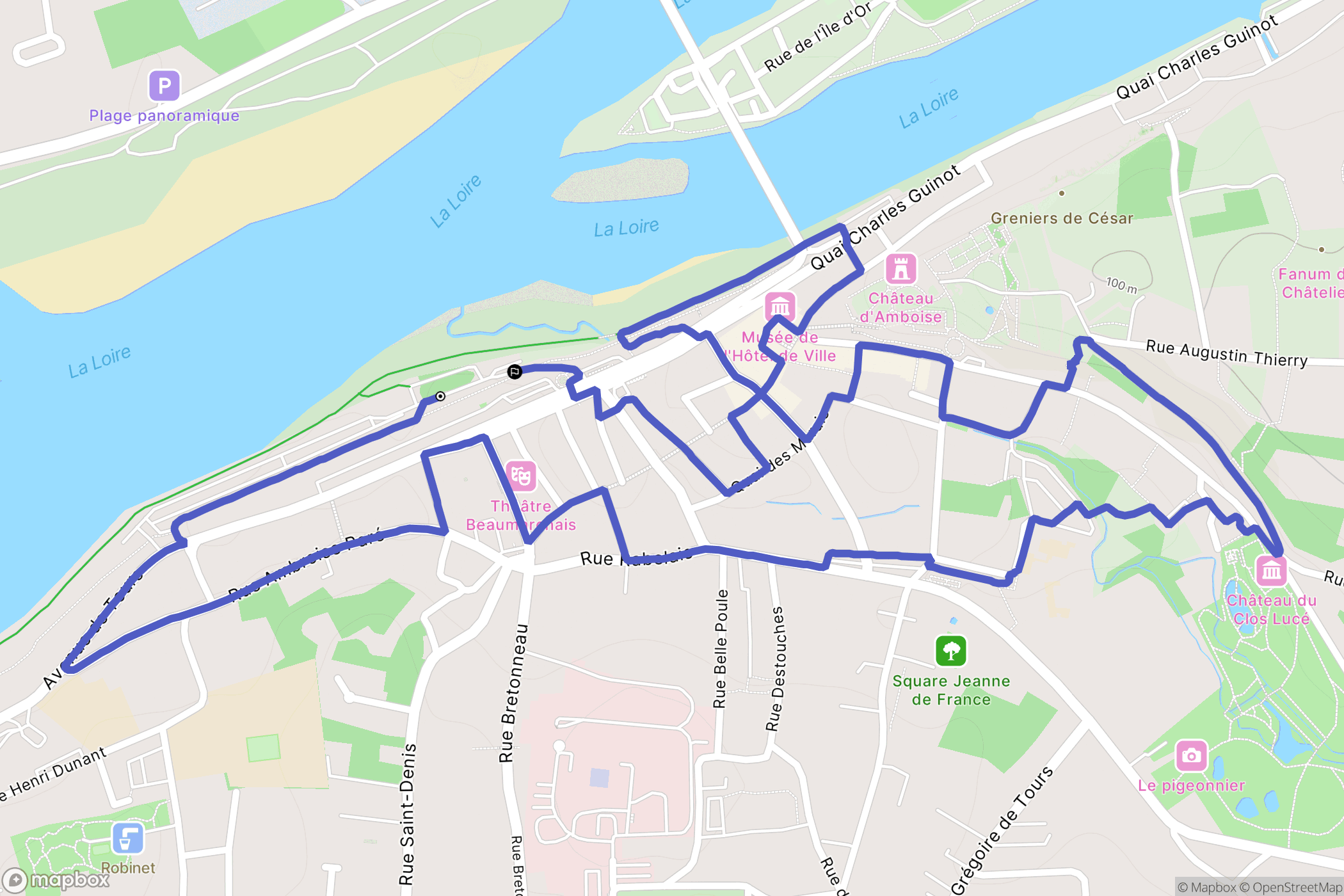 Amboise : carte du parcours de randonnée - France
