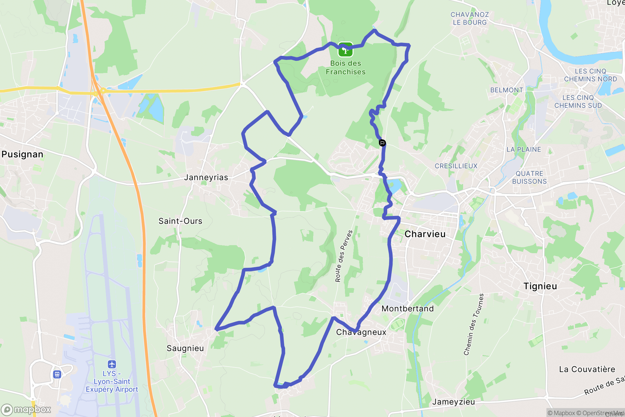 Charvieu-Chavagneux : carte du parcours de randonnée - France