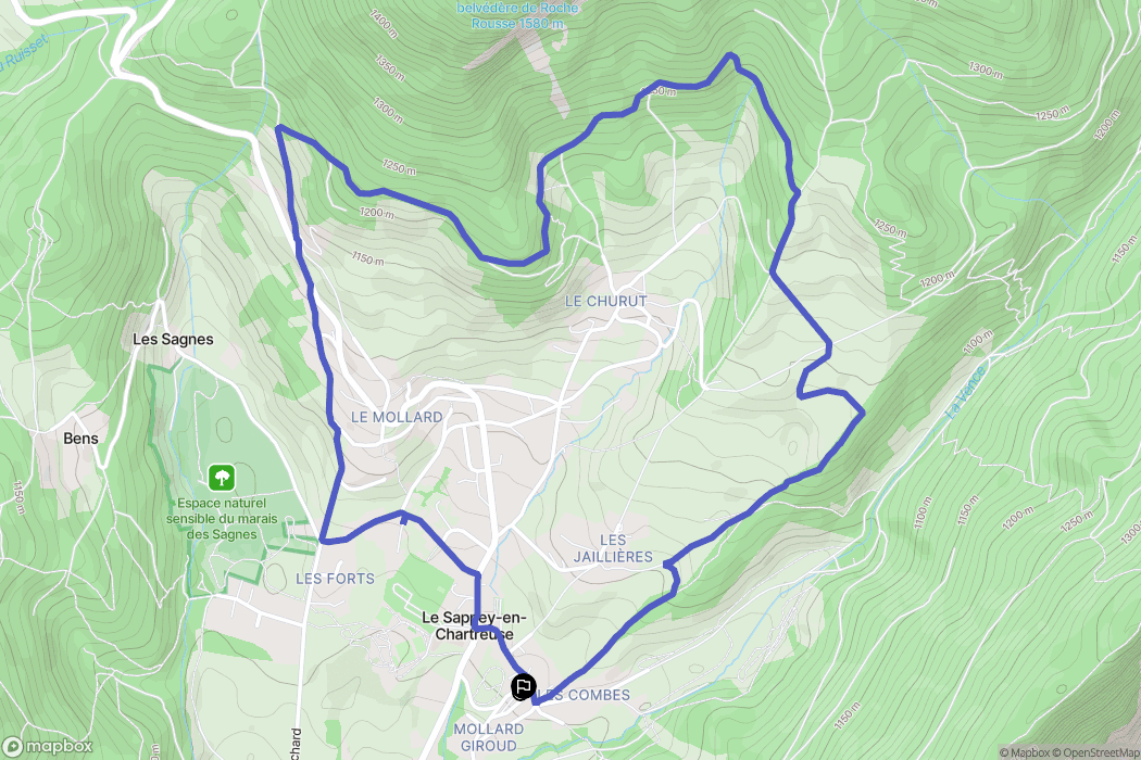 Le Sappey-en-Chartreuse : carte du parcours de randonnée - France