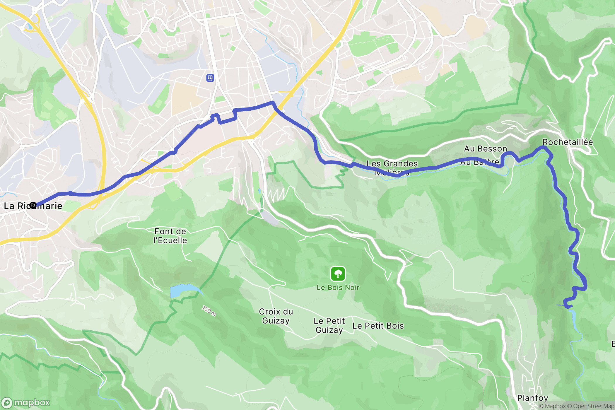 La Ricamarie : carte du parcours de randonnée - France