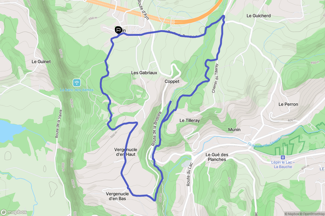 Dullin : carte du parcours de randonnée - France