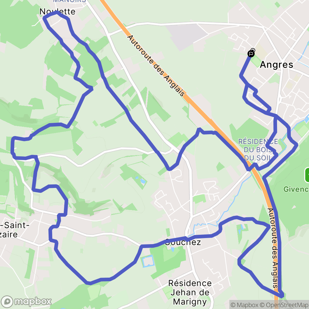 Angres : carte du parcours de randonnée - France
