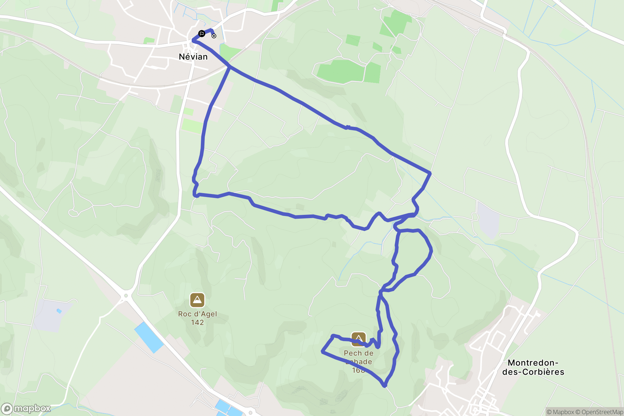 Névian : carte du parcours de randonnée - France