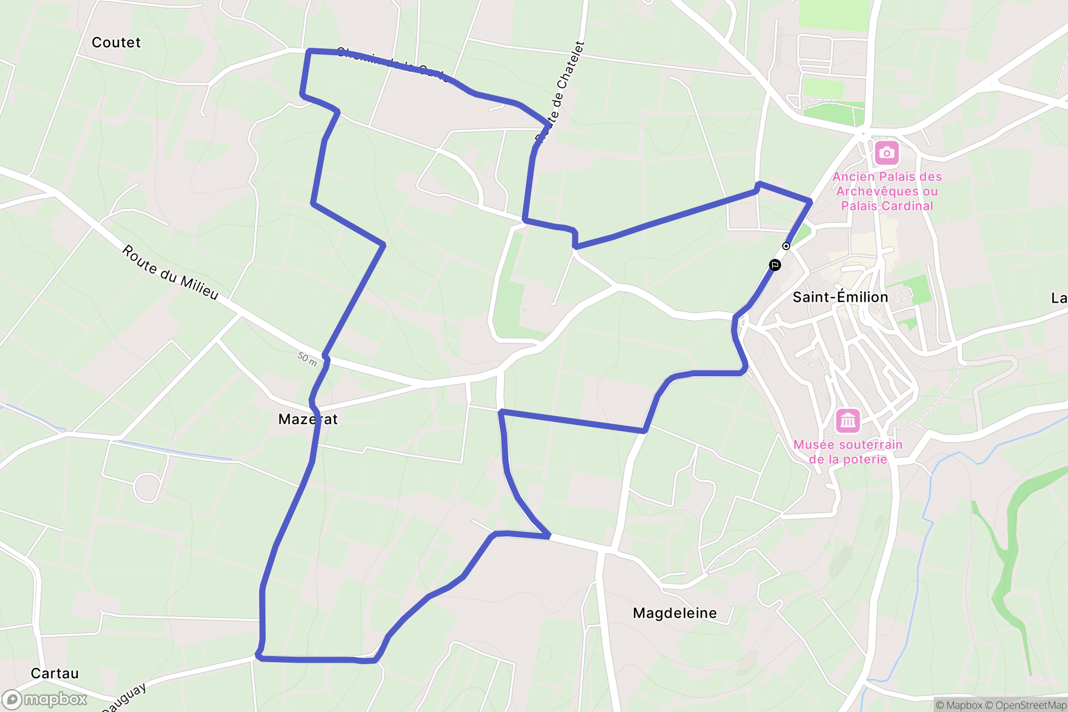 Saint Emilion : carte du parcours de randonnée - France