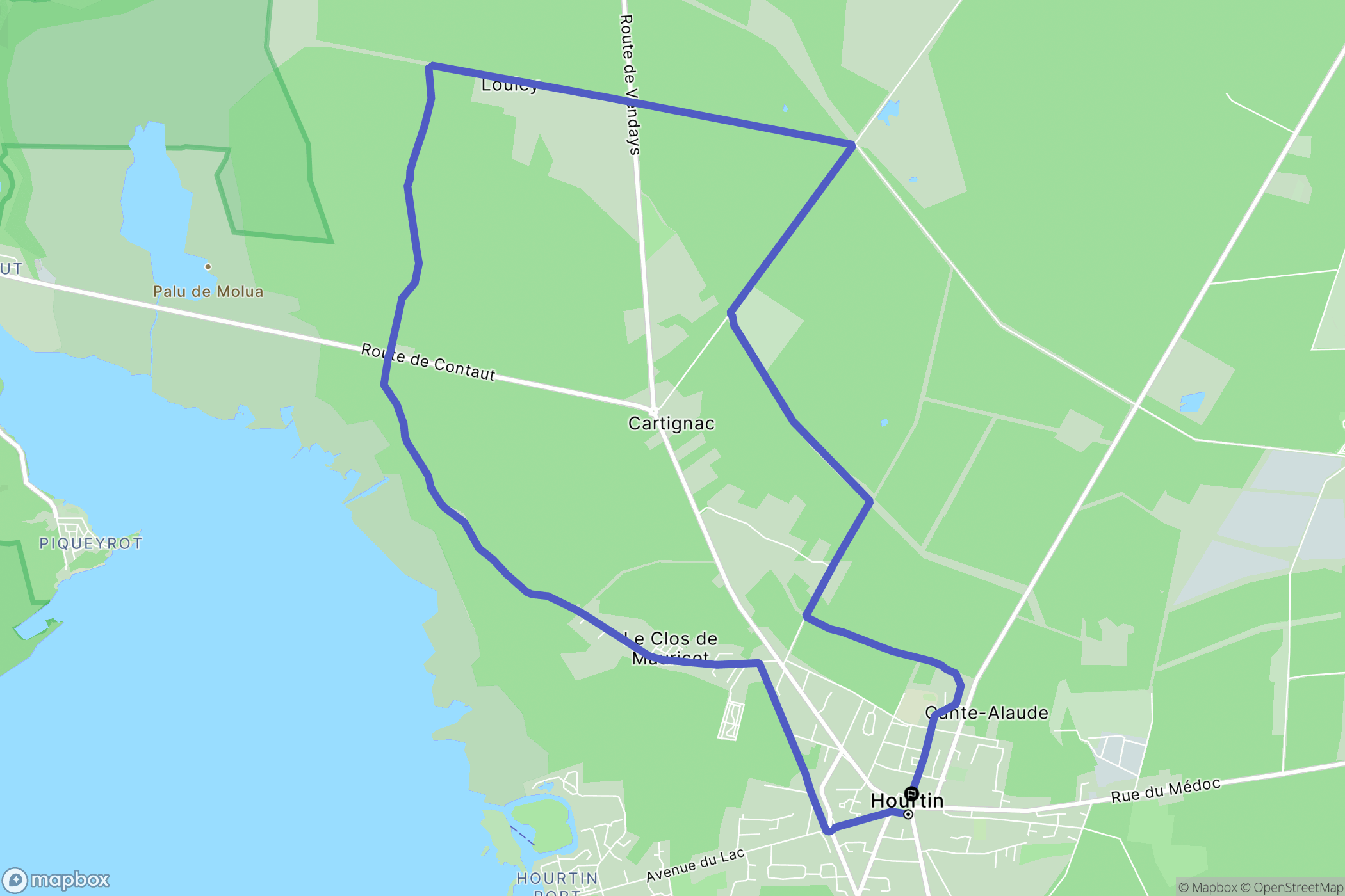 Hourtin : carte du parcours de randonnée - France