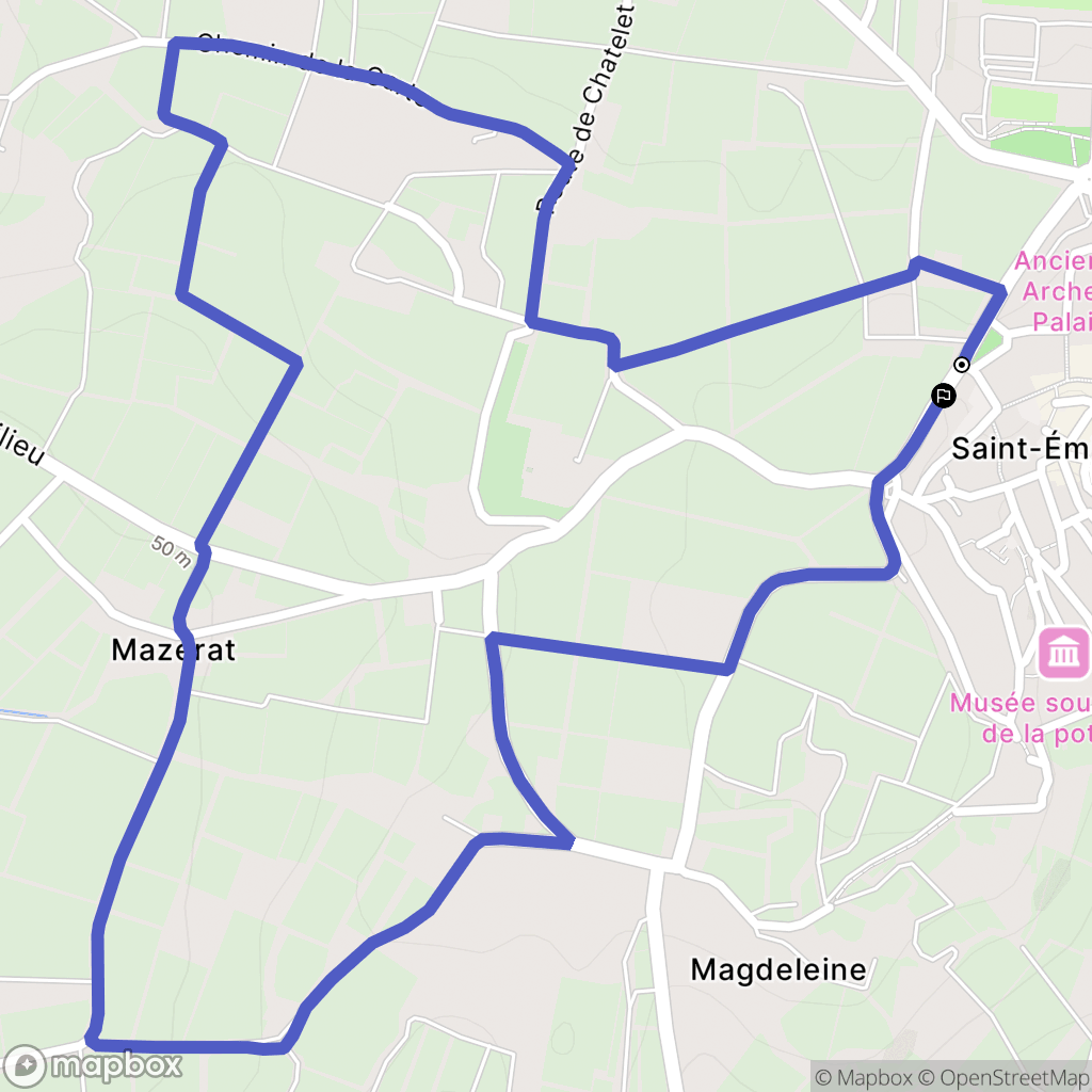 Saint Emilion : carte du parcours de randonnée - France