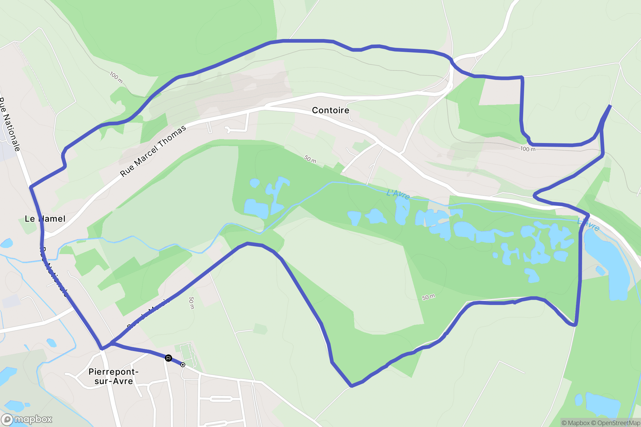 Trois-Rivières : carte du parcours de randonnée - France