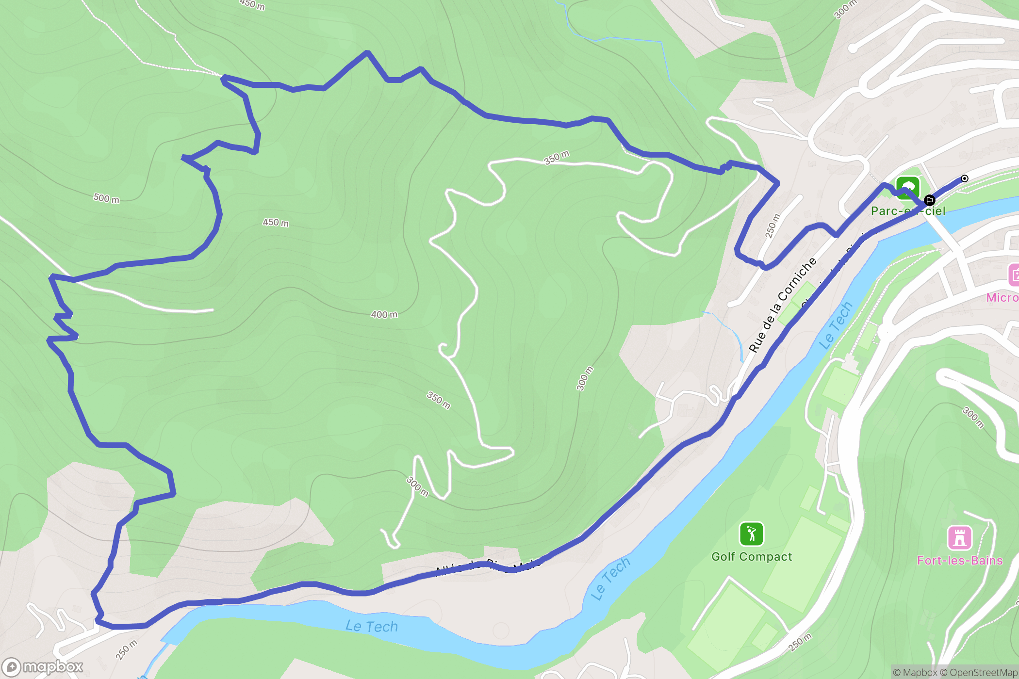 Amélie-les-Bains-Palalda : carte du parcours de randonnée - France