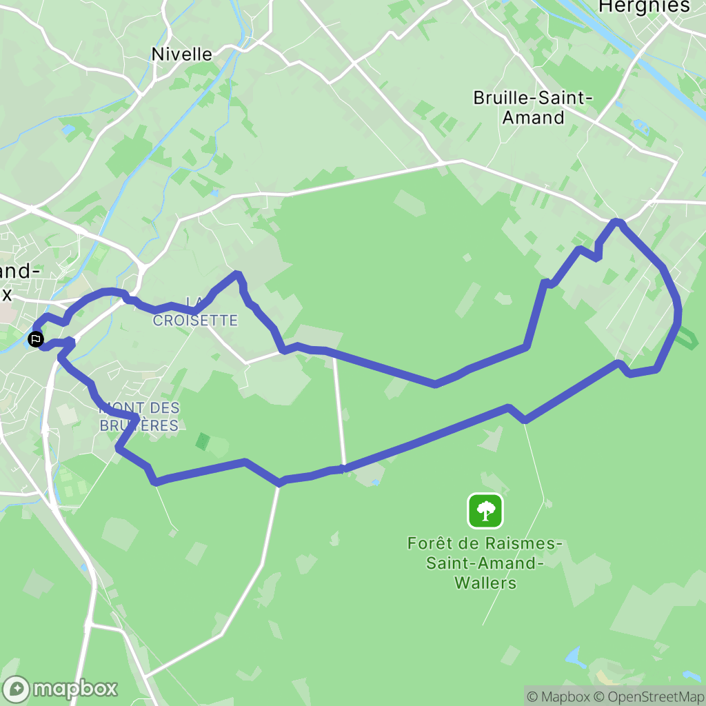 Saint-Amand-les-Eaux : carte du parcours de randonnée - France