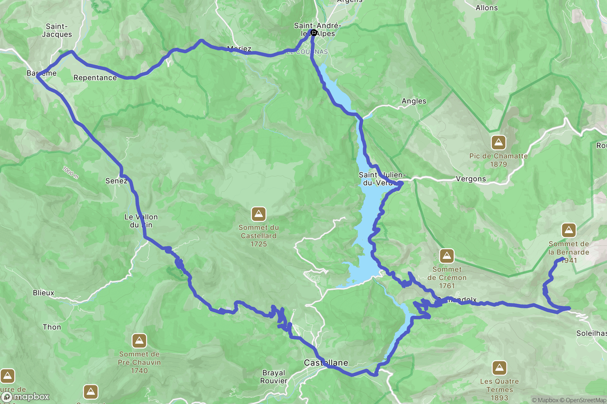 Saint-André-les-Alpes: routekaart voor buitenactiviteiten - France