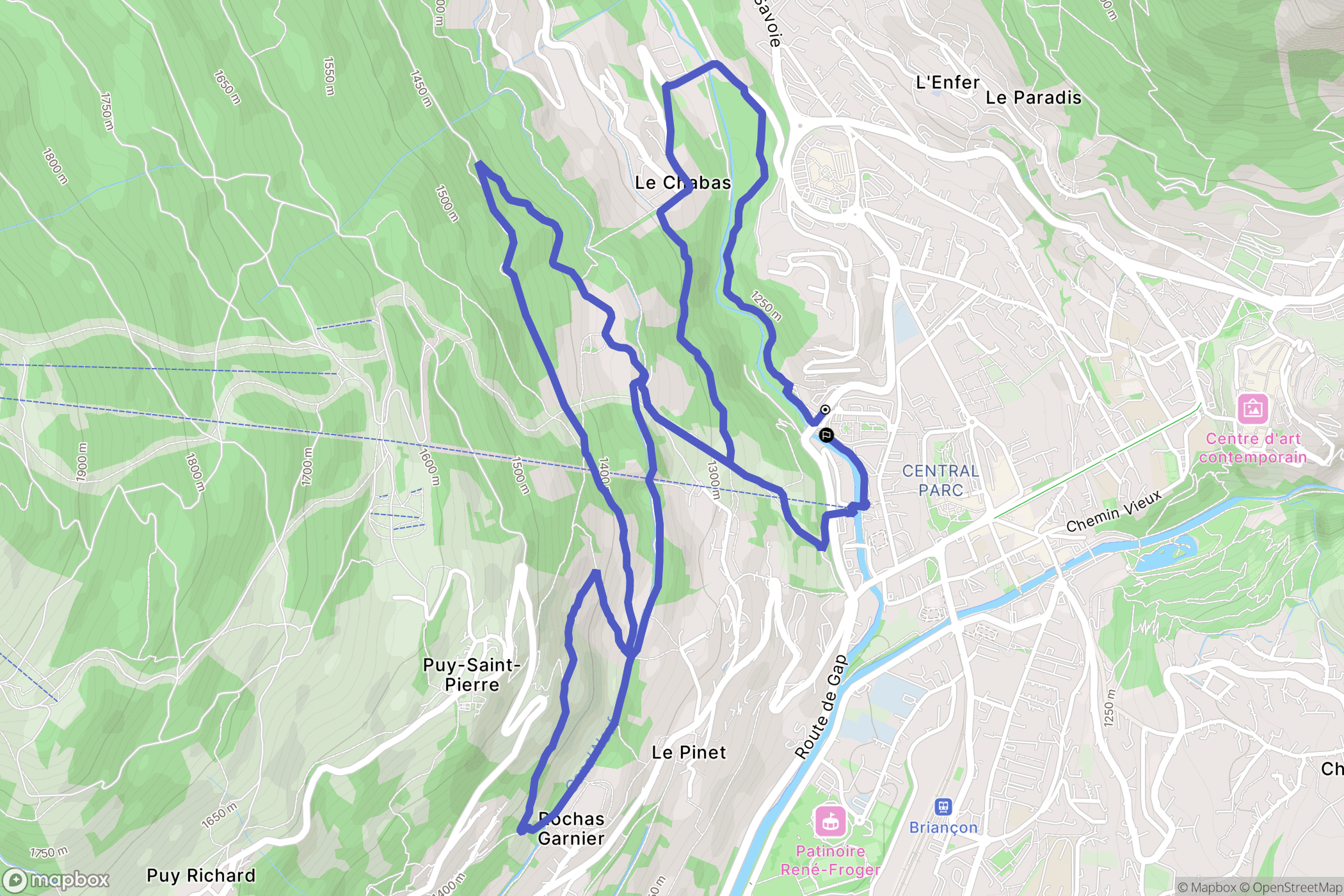Briançon : carte du parcours de randonnée - France