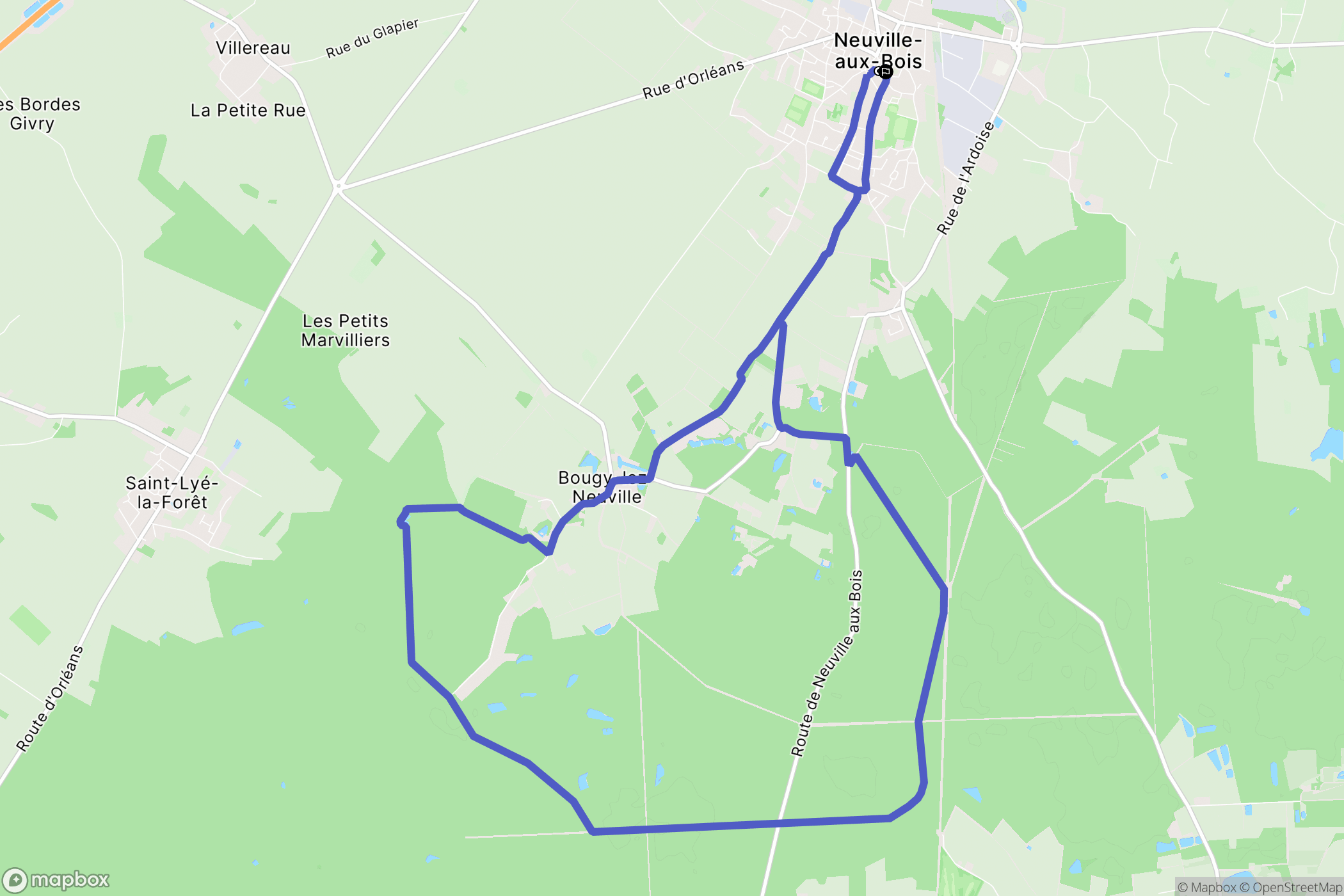 Neuville-aux-Bois : carte du parcours de randonnée - France