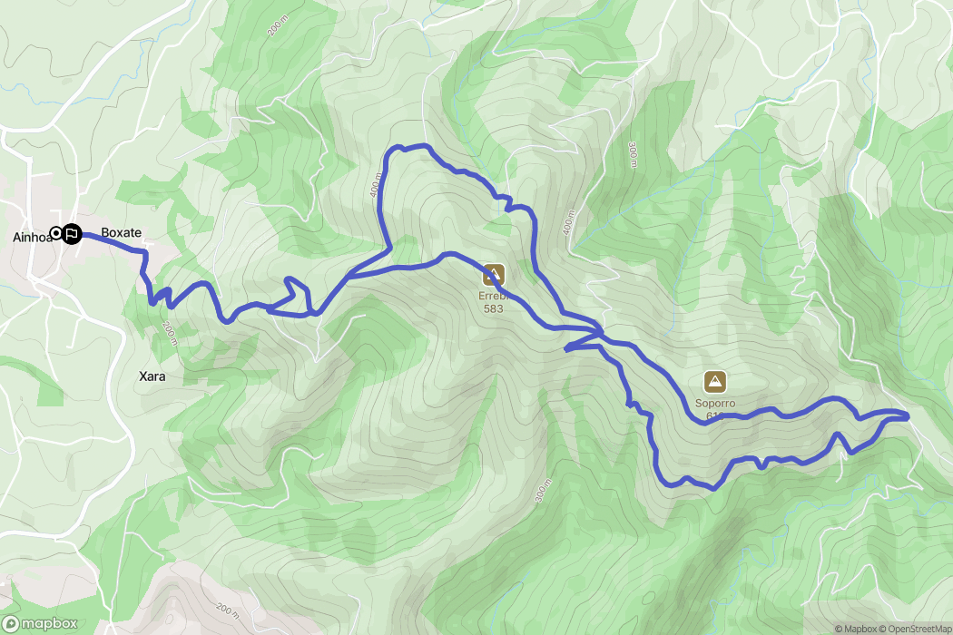 Aïnhoa : carte du parcours de randonnée - France