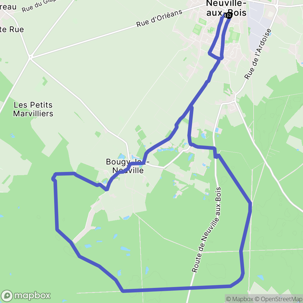 Neuville-aux-Bois : carte du parcours de randonnée - France