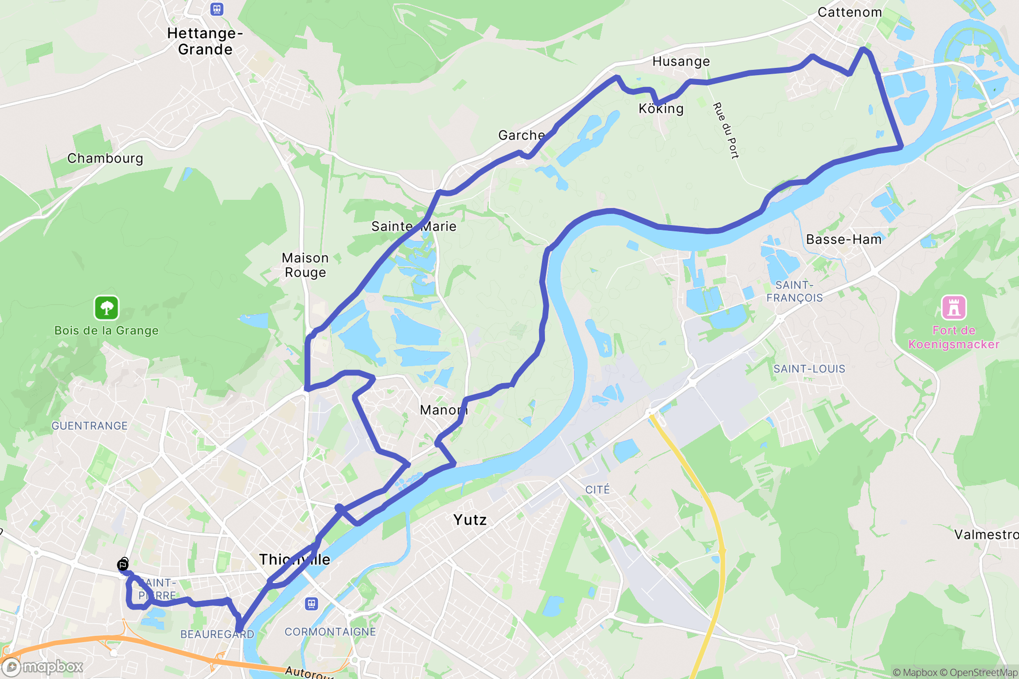 Thionville : carte du parcours de randonnée - France