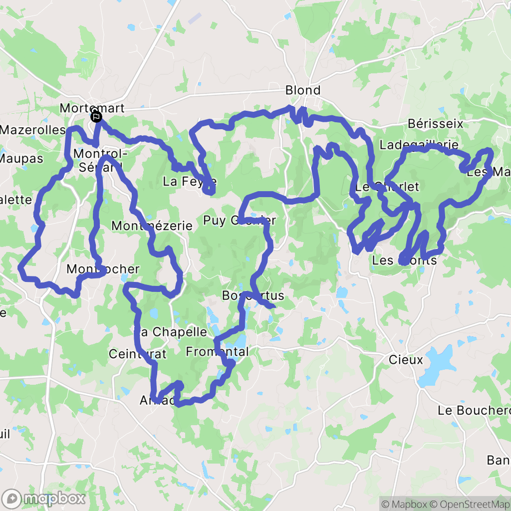 Mortemart : carte du parcours de randonnée - France