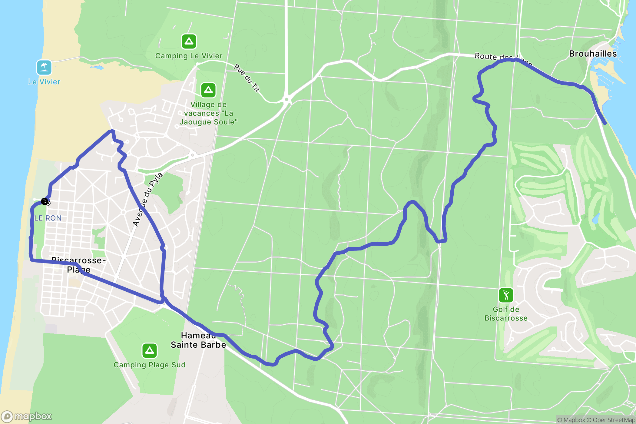 Biscarrosse : carte du parcours de randonnée - France