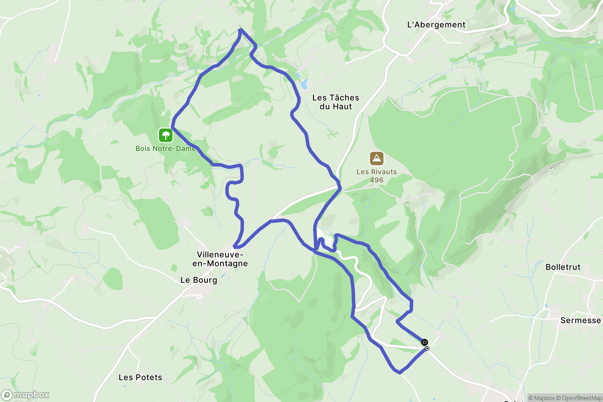 Sainte-Hélène : carte du parcours de randonnée - France