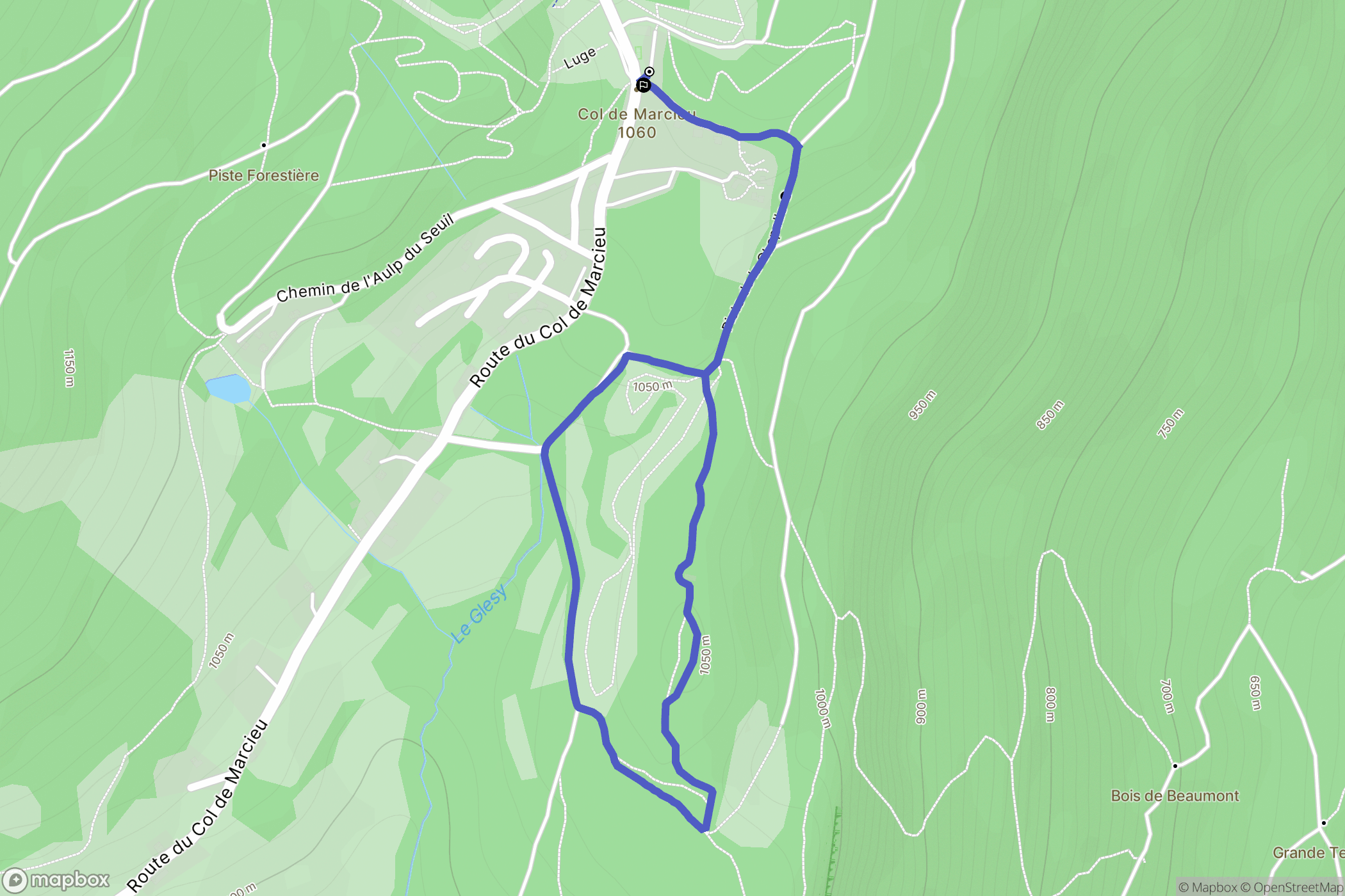 Plateau-des-Petites-Roches : carte du parcours de randonnée - France