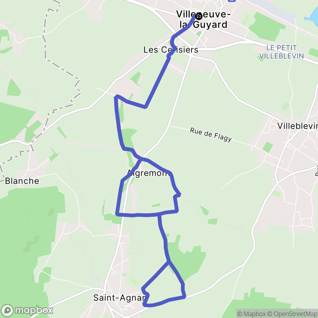 Villeneuve-la-Guyard : carte du parcours de randonnée - France