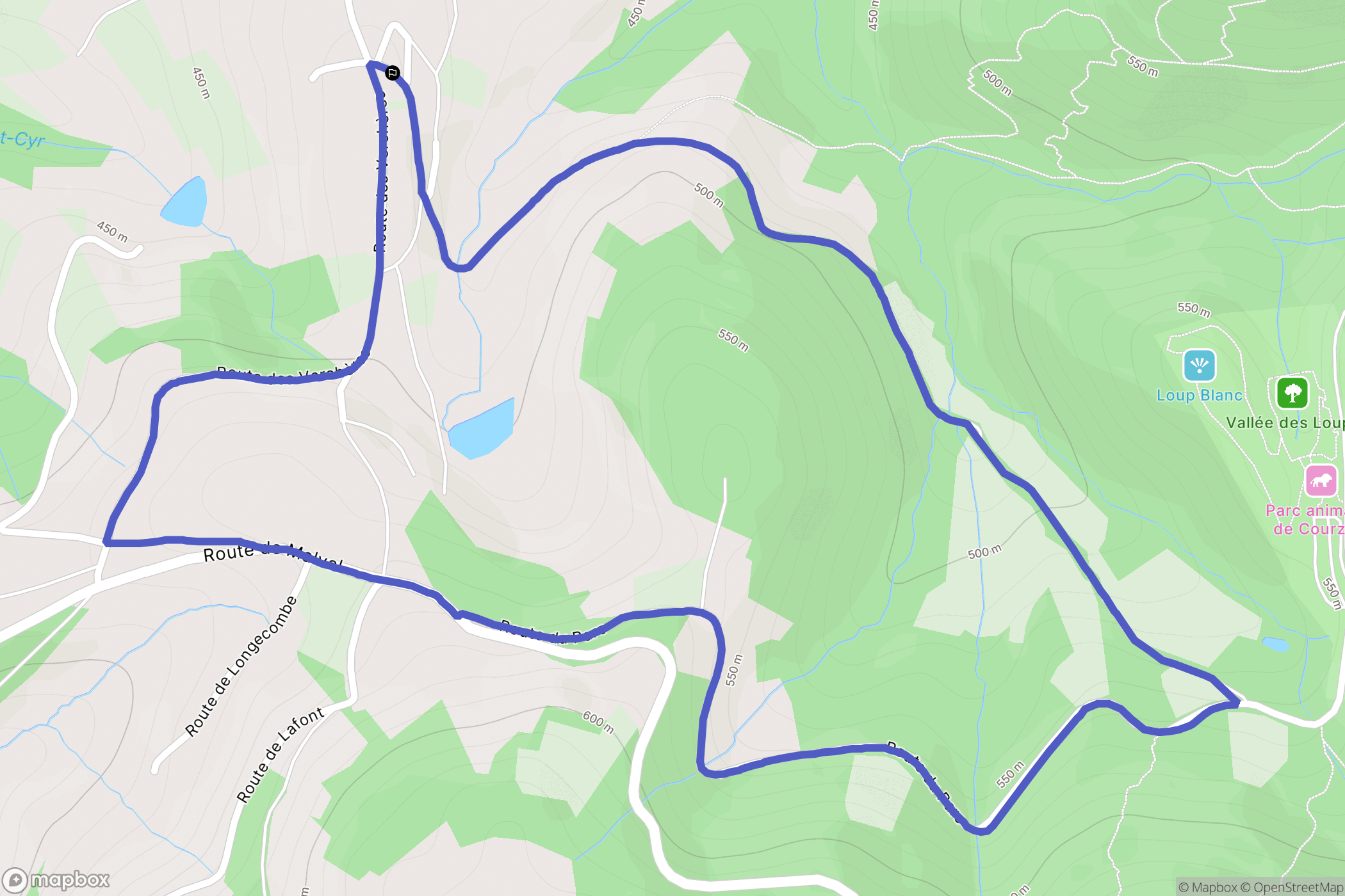 Courzieux : carte du parcours de randonnée - France