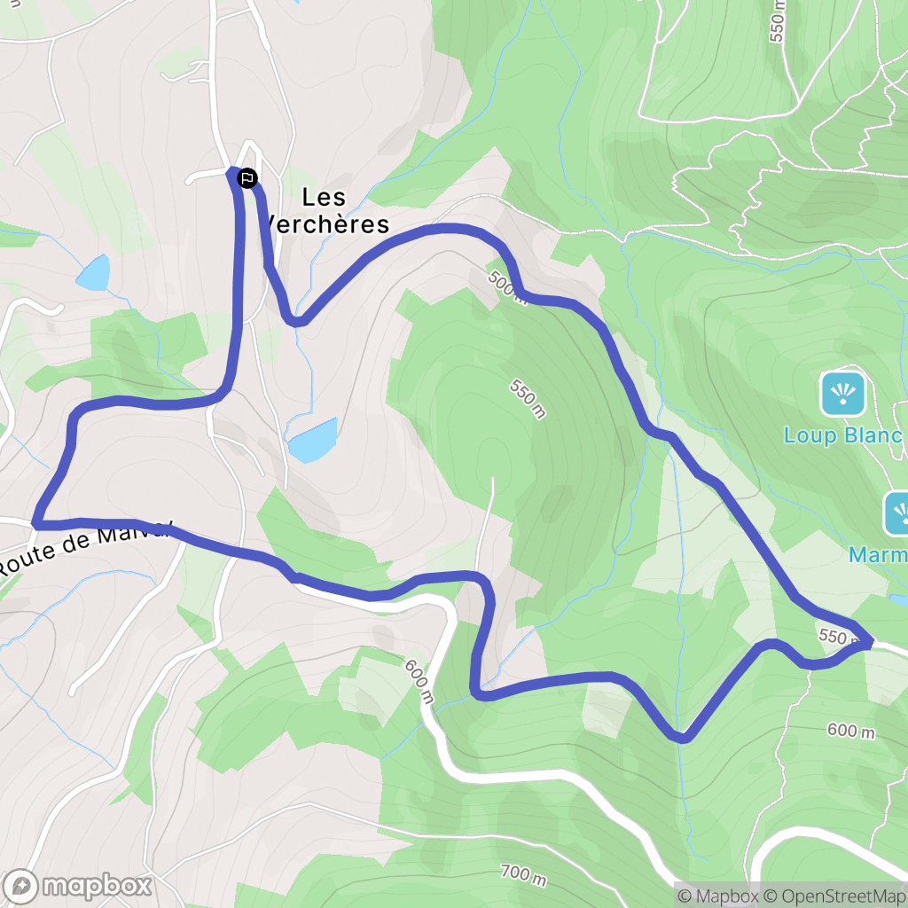 Courzieux : carte du parcours de randonnée - France