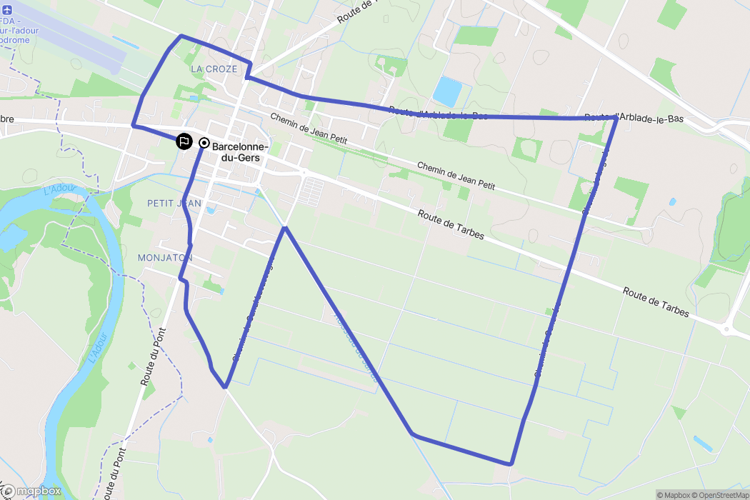Barcelonne-du-Gers : carte du parcours de randonnée - France