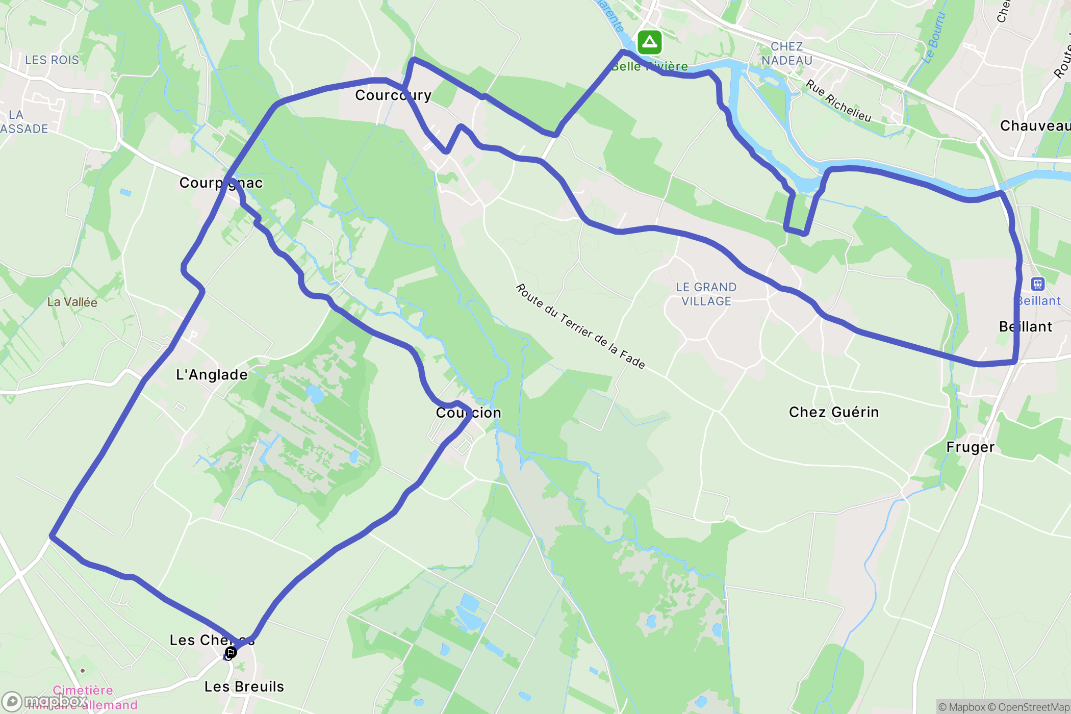 Berneuil : carte du parcours de randonnée - France
