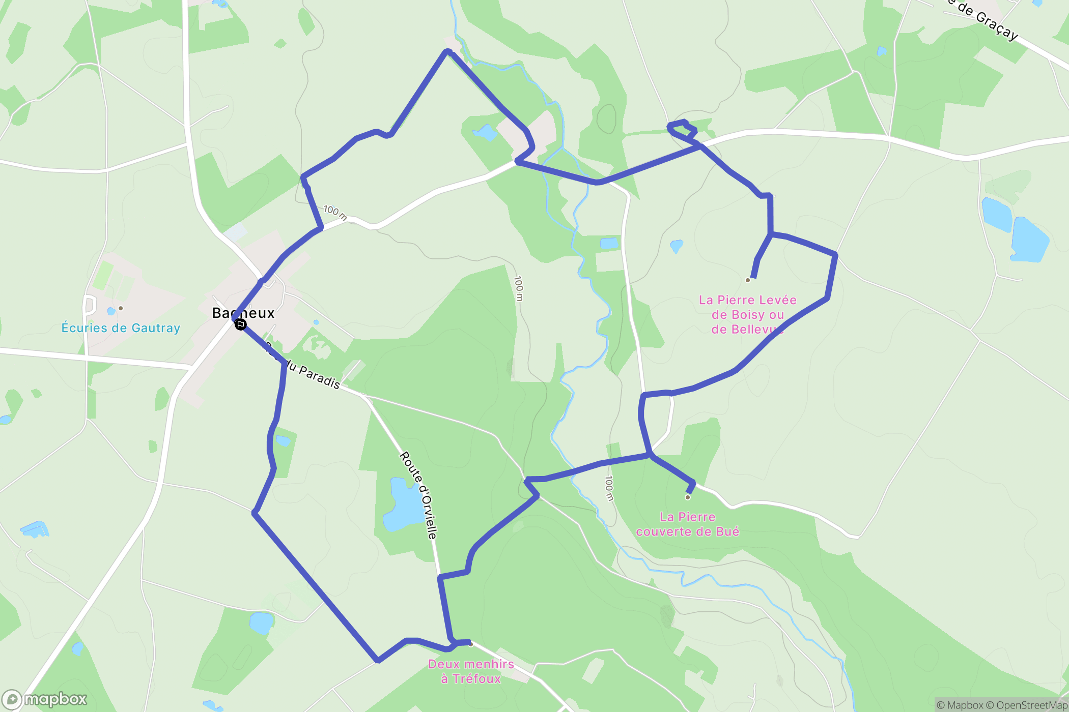 Bagneux : carte du parcours de randonnée - France
