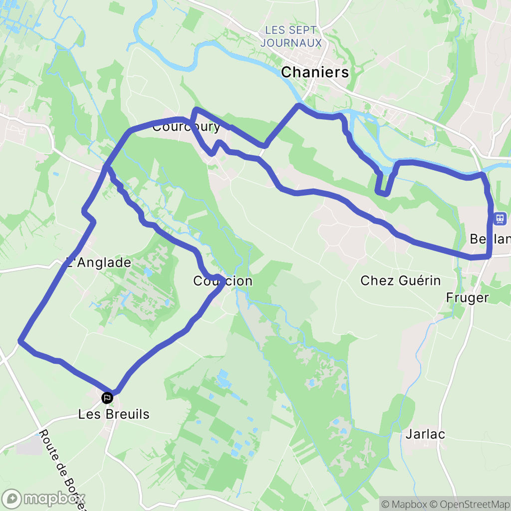 Berneuil : carte du parcours de randonnée - France