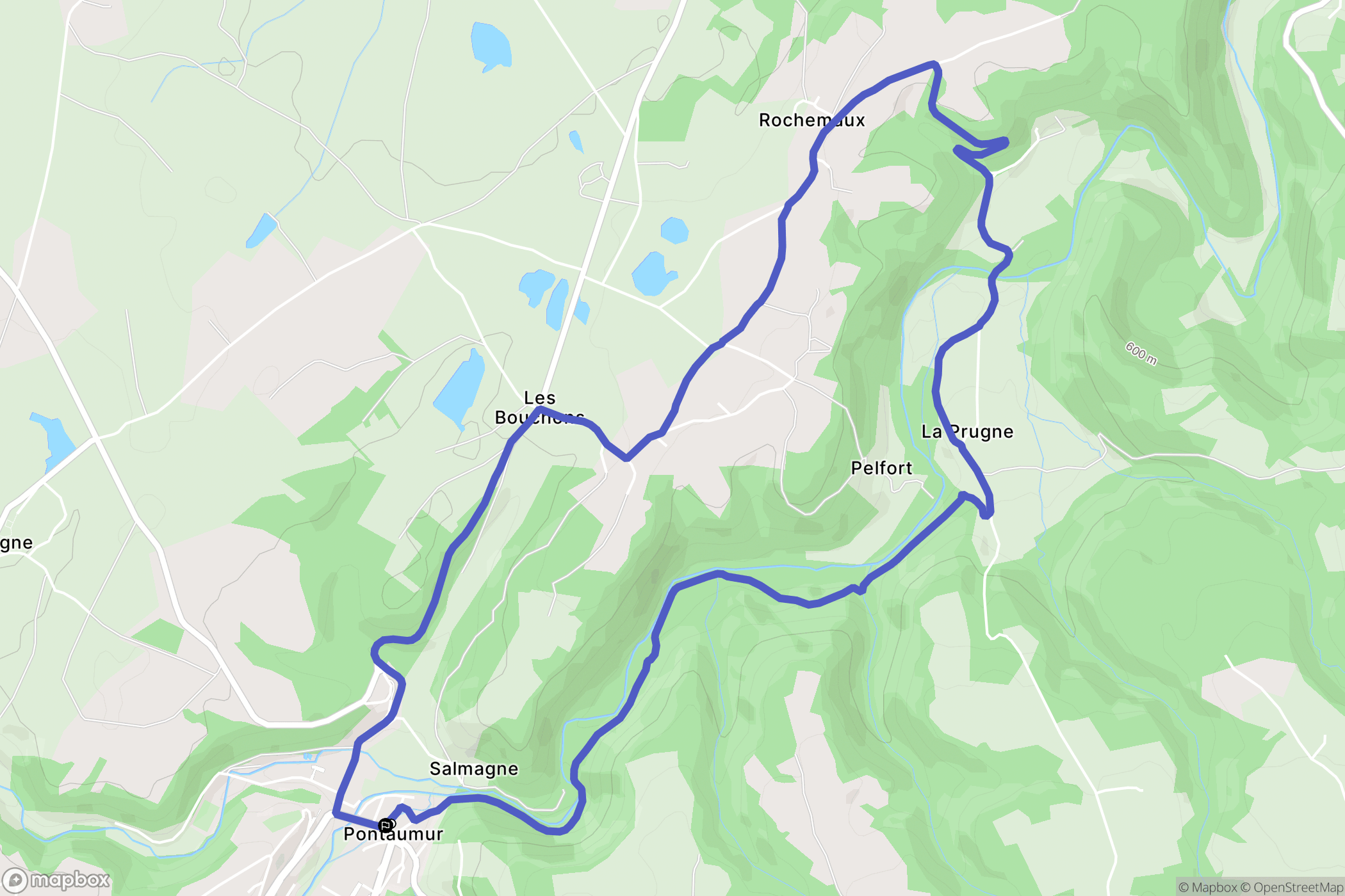 Pontaumur : carte du parcours de randonnée - France