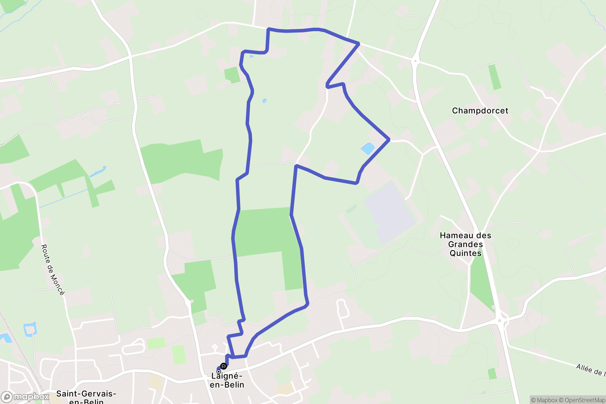 Laigné-en-Belin : carte du parcours de randonnée - France