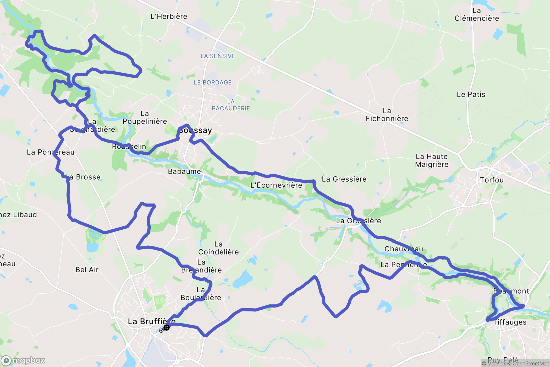 La Bruffière : carte du parcours de randonnée - France