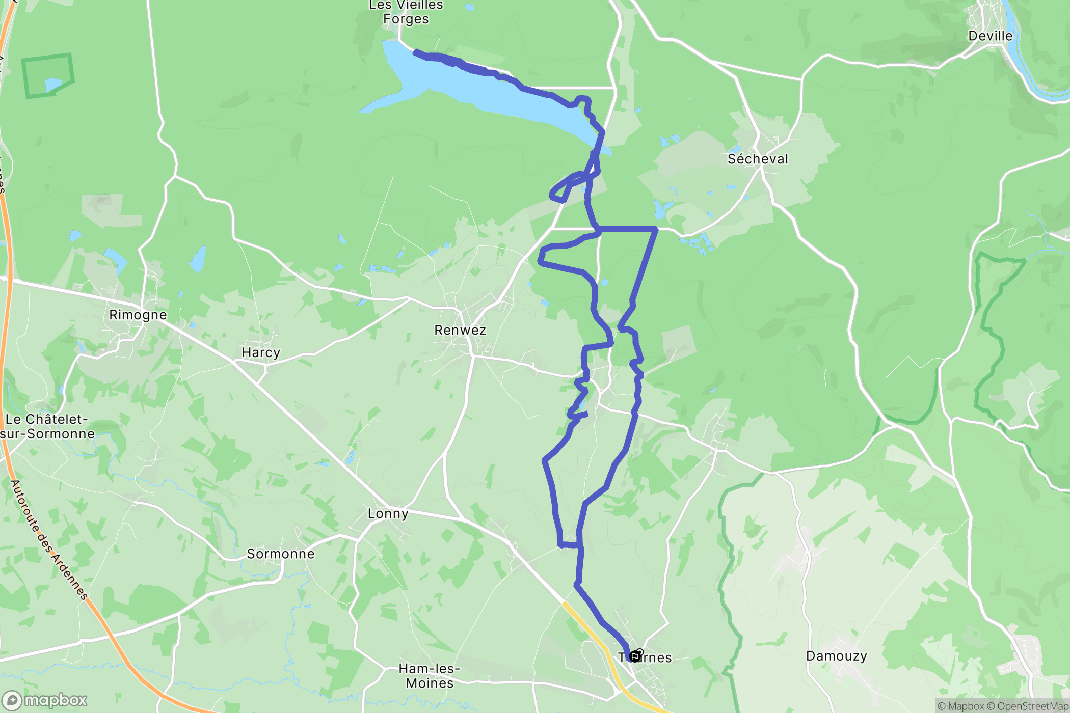 Tournes : carte du parcours de randonnée - France