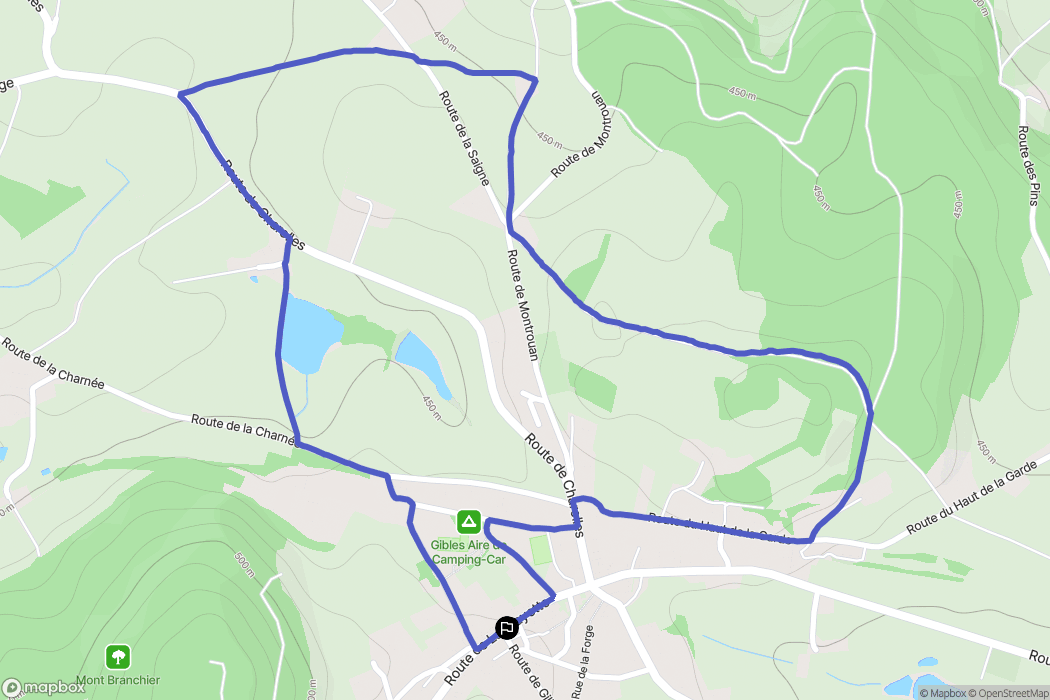 Gibles : carte du parcours de randonnée - France