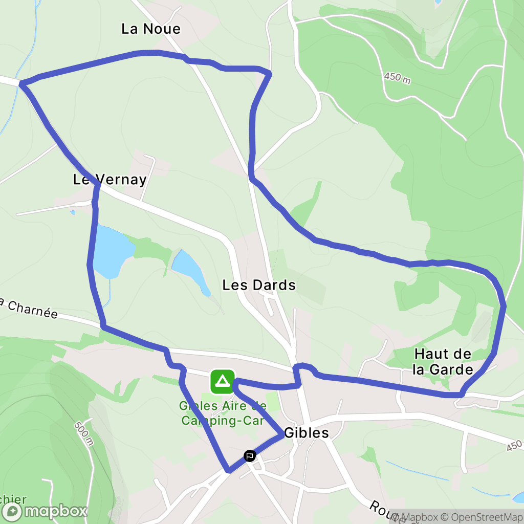Gibles : carte du parcours de randonnée - France
