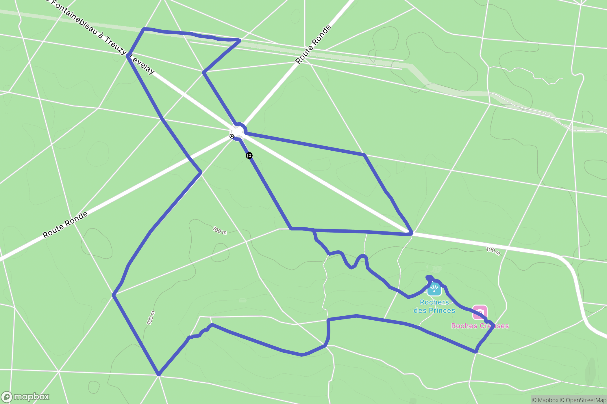 Fontainebleau : carte du parcours de randonnée - France