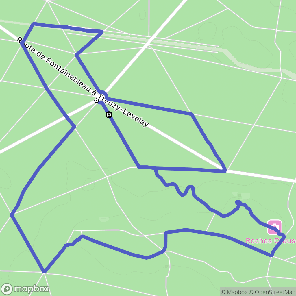 Fontainebleau : carte du parcours de randonnée - France