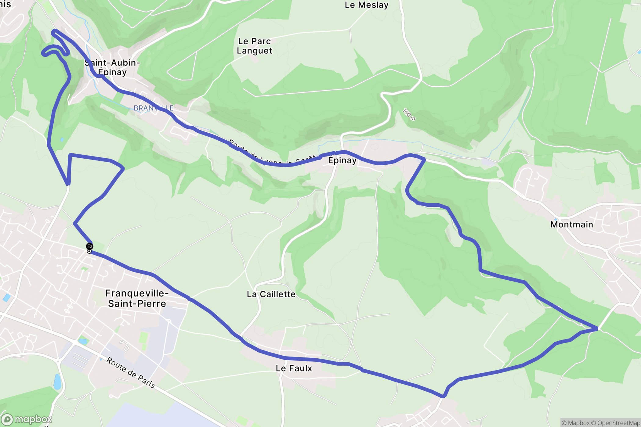 Franqueville-Saint-Pierre : carte du parcours de randonnée - France