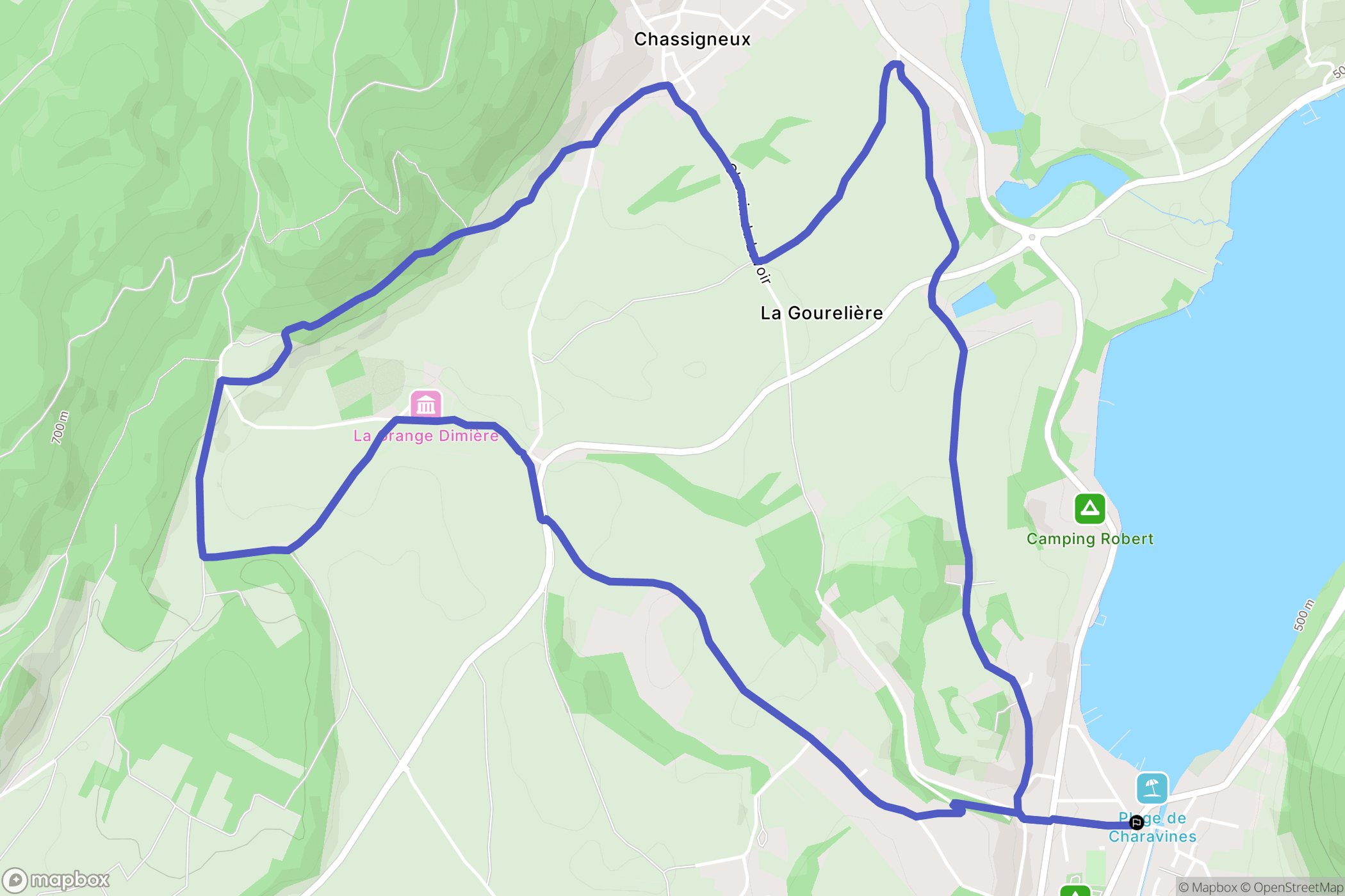 Charavines : carte du parcours de randonnée - France