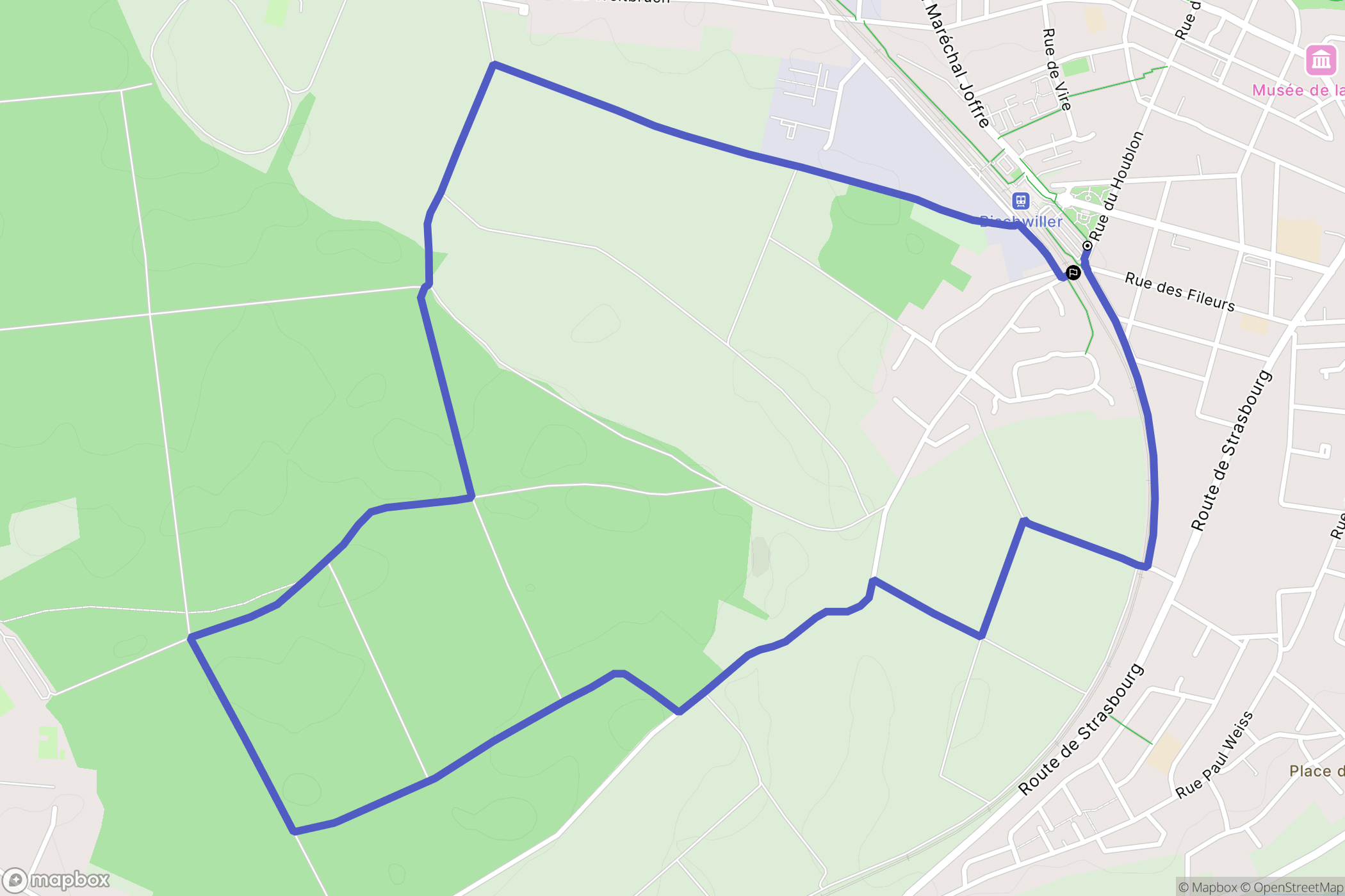 Bischwiller : carte du parcours de randonnée - France
