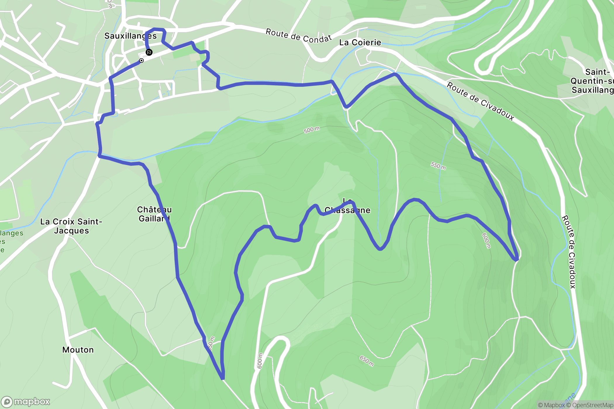 Sauxillanges : carte du parcours de randonnée - France